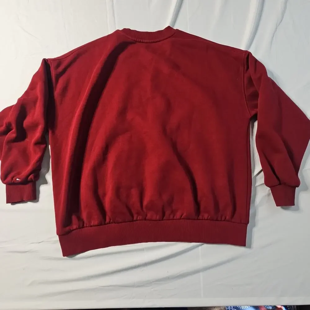 Tommy Hilfiger Mens Crewneck Sweatshirt Burgundy TH Monogram Crest Logo Medium